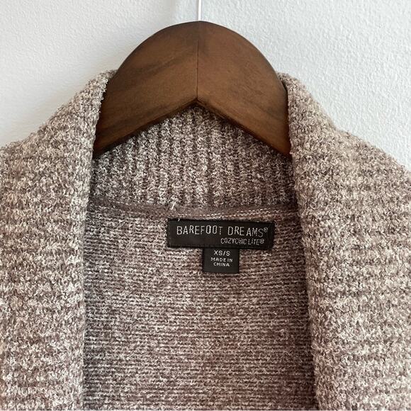 Barefoot Dreams | Womens Open Front CozyChic Lite Circle Cardigan Sand Tan Beige - Picture 7 of 9